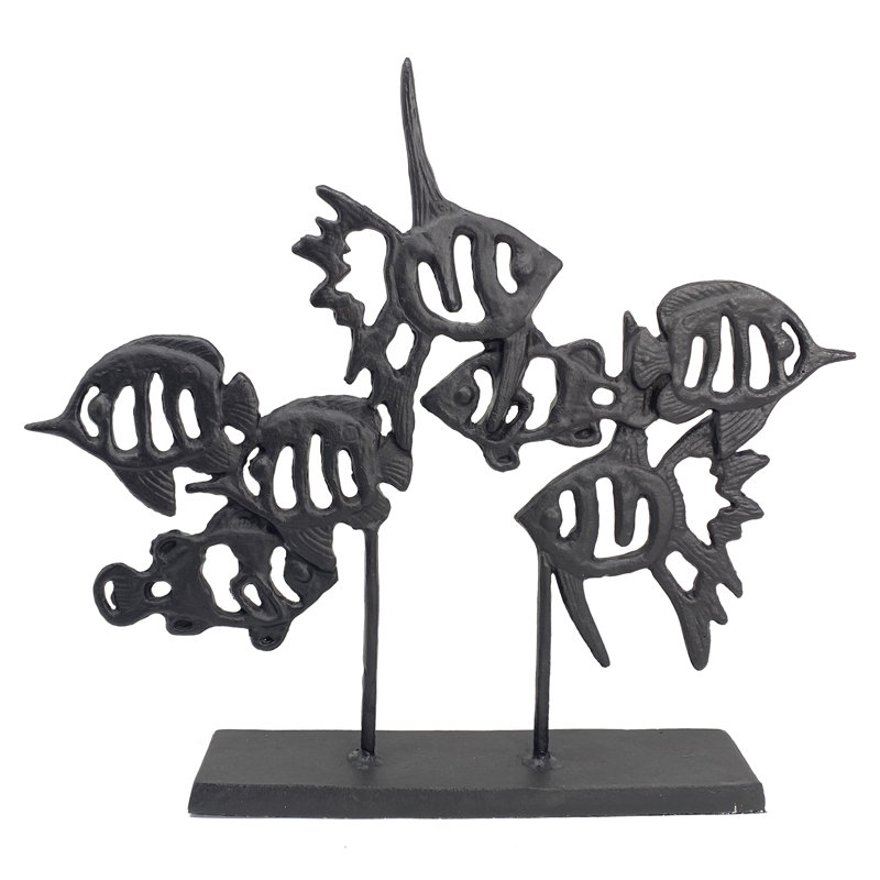 ANGEL FISH SHOAL Iron Ornament 33cm, Mocha