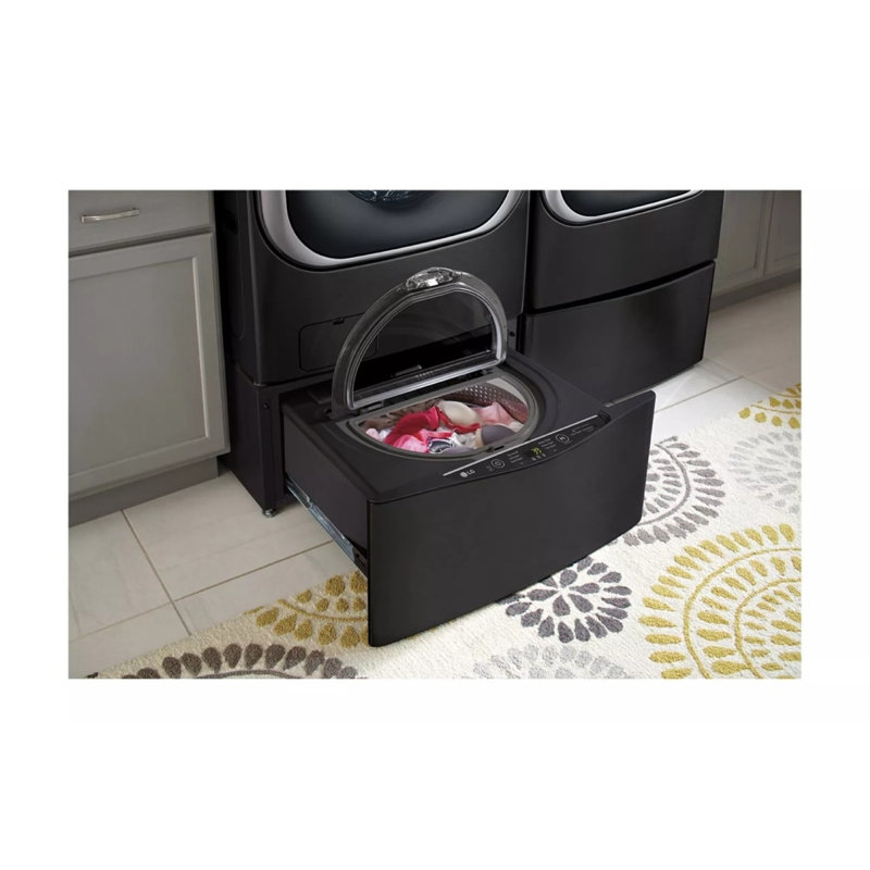 29 In. 1.0 Cu. Ft. Lg Sidekick Laundry Pedestal Washer With Slim Directdrive Motor And 3-Motion Technology In Black Steel
