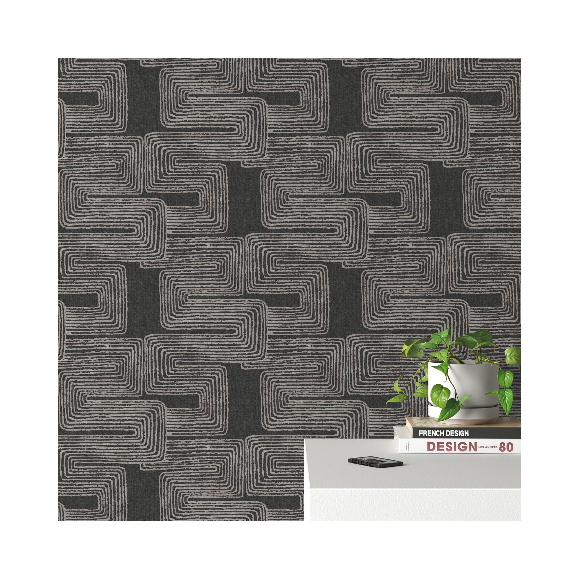 Peel & Stick Geometric Wallpaper, Black/White