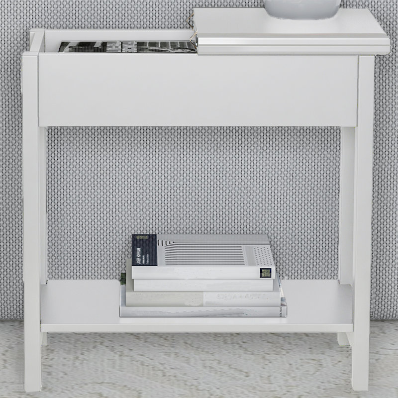 Verrill Flip Top Console Table – 2 Piece Living Room End Tables with Hidden Hinged Storage Compartment and Lower Shelf, White