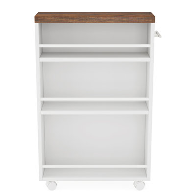 20" Slim Storage Cart – 4-Tier Narrow Rolling Kitchen Utility Cart with Wheels & Handle, Skinny Laundry Room Organizer, Slide Out Pantry Shelf for Small Spaces, Bathroom – Brown & White Finish