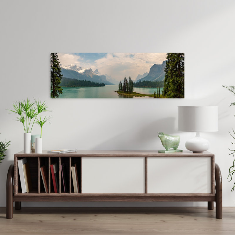 Serene Mountain Lake Island by Robert Stienstra - Wrapped Canvas Panoramic Print, 91.44 cm H x 30.48 cm W
