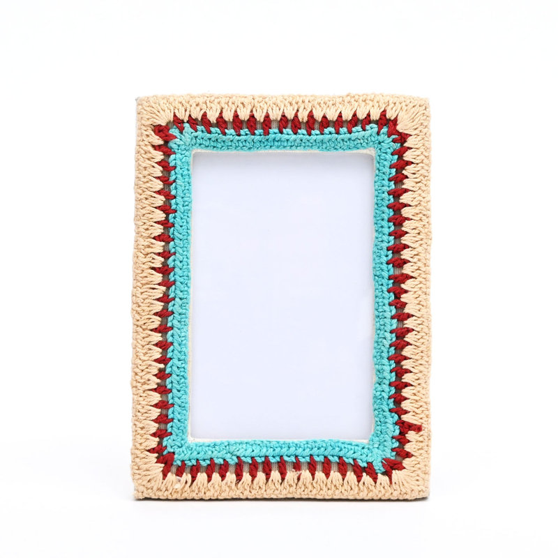 Beads Picture Frame, Teal/Red/Beige