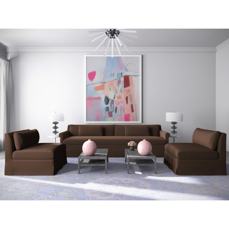 Ludlow Rolled-Arm Skirted Loveseat, Plush Velvet Graphite, 34" H x 72" W x 42" D, Weathered