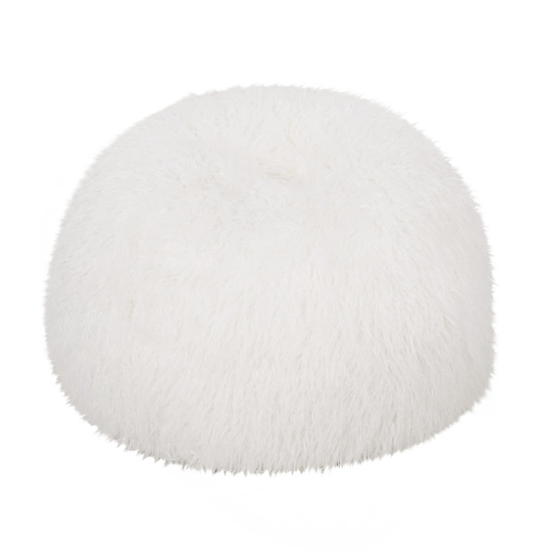 Fauteuil à billes rond en fausse fourrure 3 pi Mandana, blanc