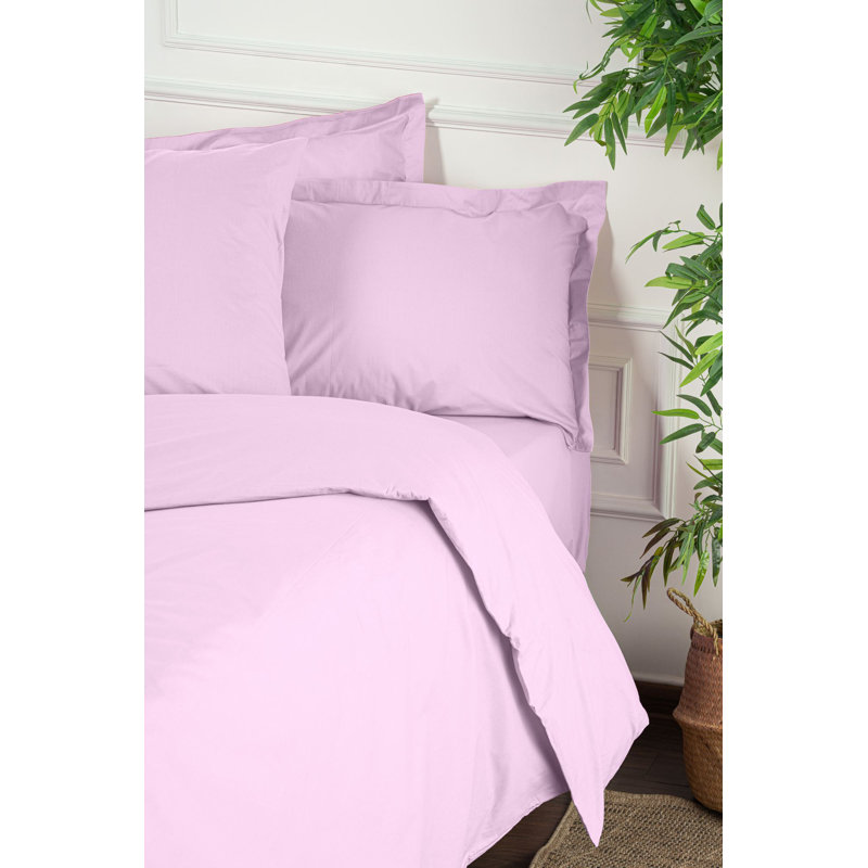 100% Cotton Ranforce Quilt Cover Set, Lilac, Quilt Cover 53.1 x 78.7 inches & Pillowcase 31.5 x 31.5 inches | Machine Washable, Soft & Breathable Fabric | Ideal for Cozy Bedrooms, Elegant Design