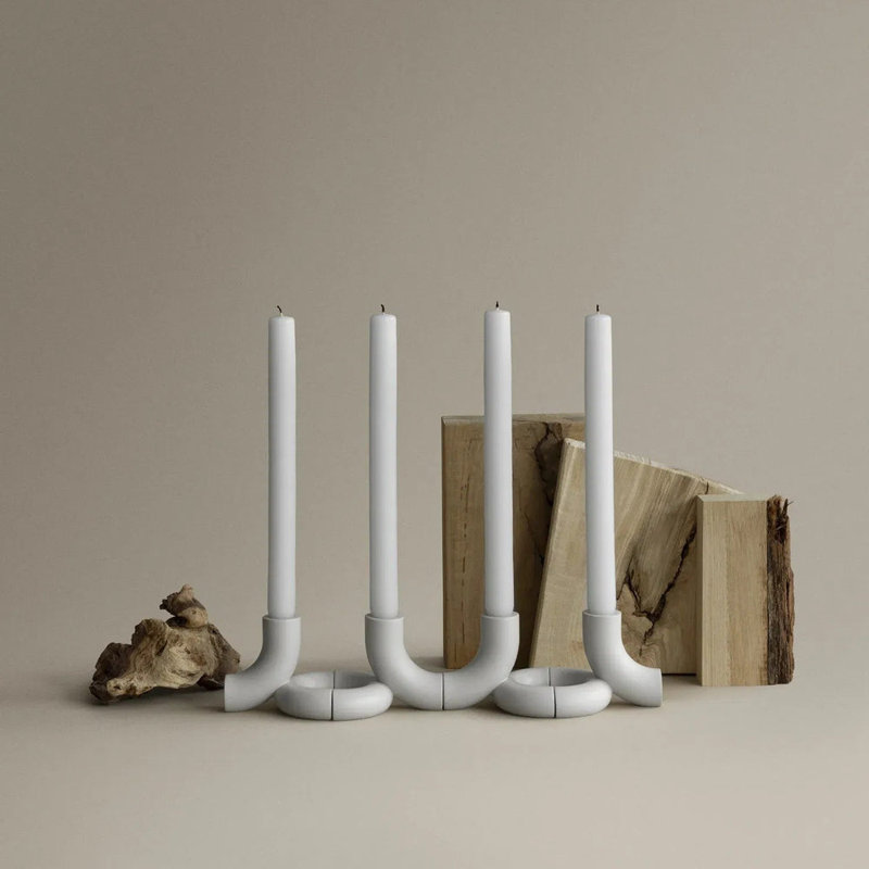 DOODLE Modular Taper Candle Holder - Set of 2 - Moonbeam (beige)