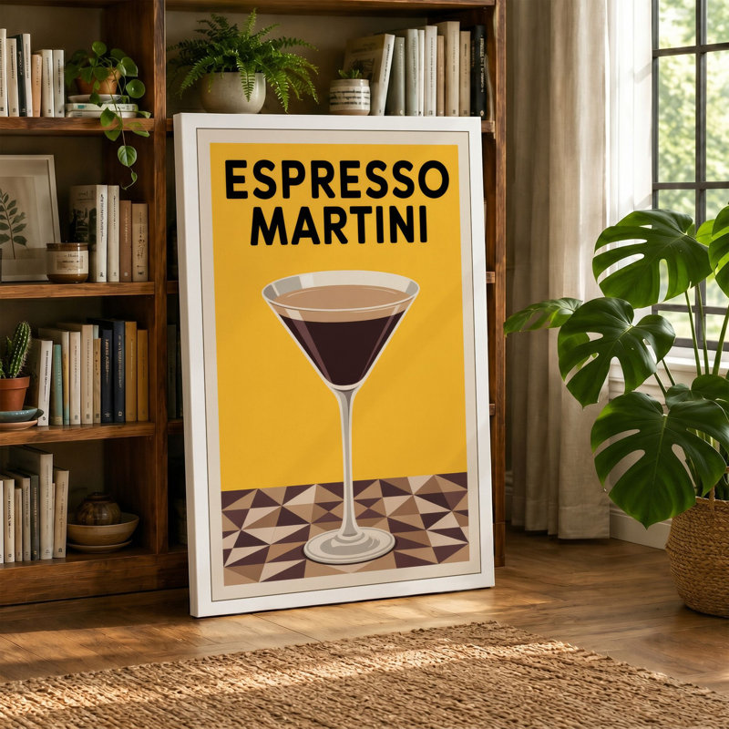 Espresso Martini Retro - Wrapped Canvas, 18x12 - 45.7 x 30.5 cm, Cream Border