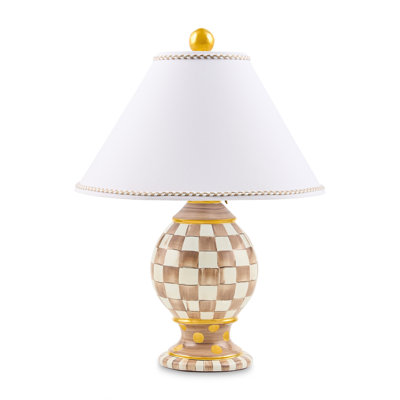 Lampe globe en céramique à carreaux moka