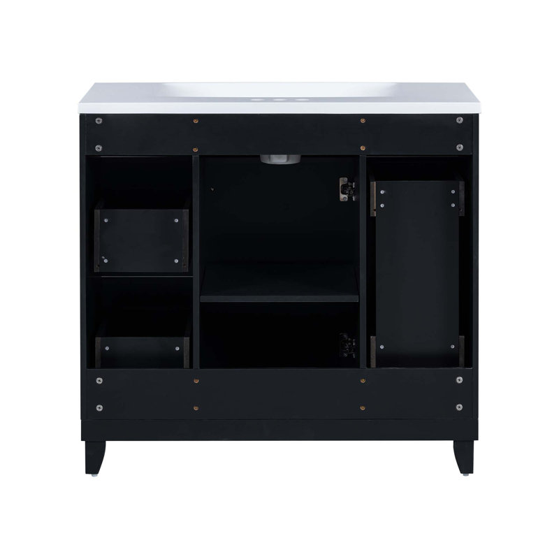 Ensemble de meuble-lavabo 36 po avec lavabo, lavabo simple, meuble-lavabo avec porte à fermeture douce et tiroir, Noir