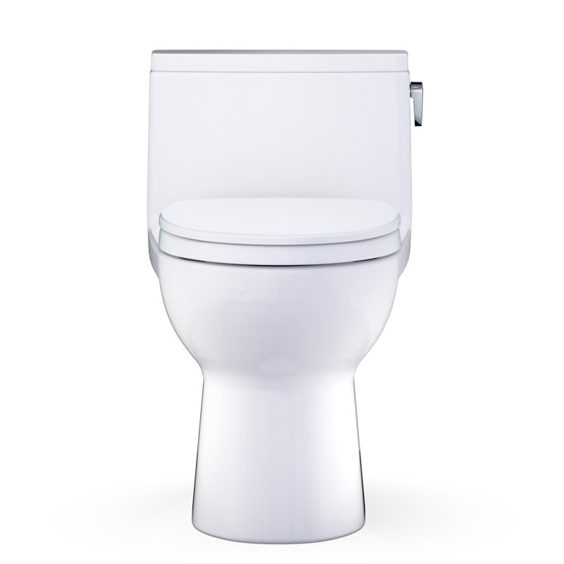 TOTO Redington One-Piece Elongated 1.28 GPF WASHLET+ and Auto Flush Ready Universal Height Toilet with Right-Hand Trip Lever, CEFIONTECT and SS124 SoftClose Seat, Cotton White - MS672124CEFRG#01