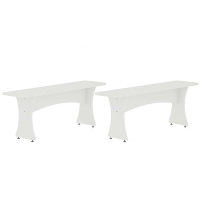 Set Of 2 Dining Bench With Curved Base