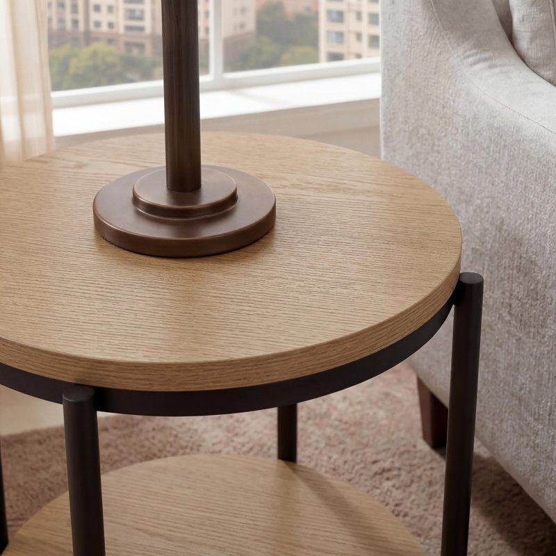 Lisbon End Table, Natural/Black