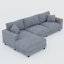 Canapé modulaire en L de 114,5 po avec 2 coussins et canapé en forme de L avec méridienne réversible et deux accoudoirs-121104639