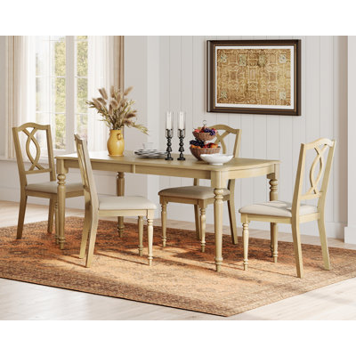 5 Piece Dining Table Set - Includes One Dining Table, Four Wood Dining Chairs, Farmhouse Dining Set, Oak