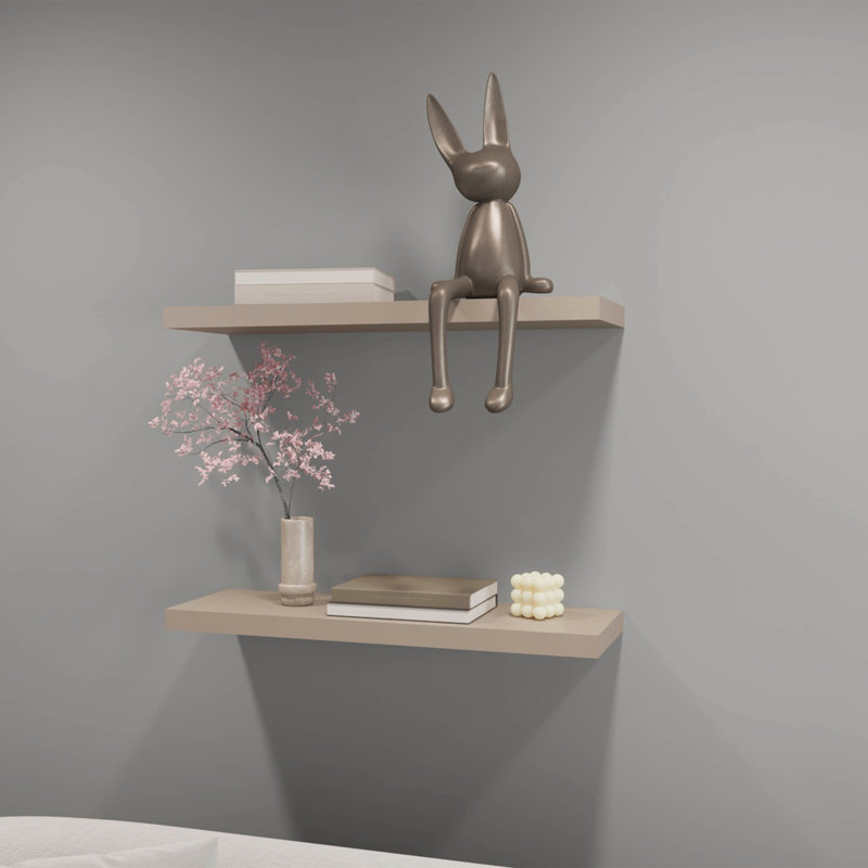 Floating Shelf Lyle, Living Room, Pine, Light Gray, 1.5" H x 31.5" W x 9.8" D