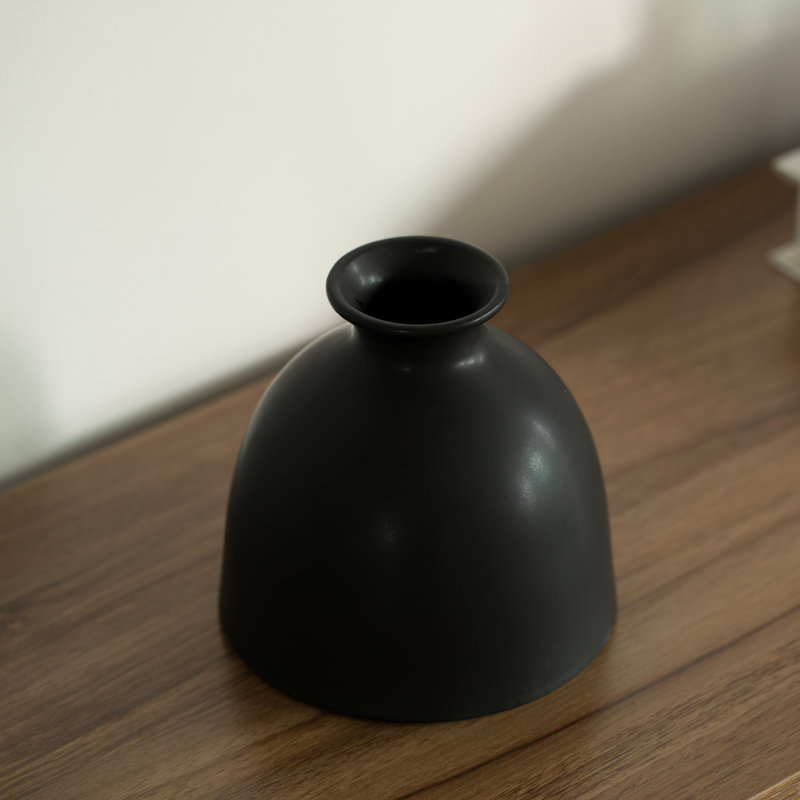 Steriana Ceramic Table Vase, Black, 5" H x 5.5" W x 5.5" D