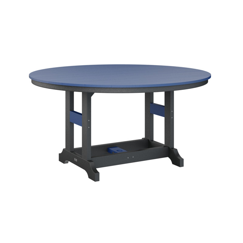 Garden Classic Outdoor Round Dining Table, Black, Pacific Blue