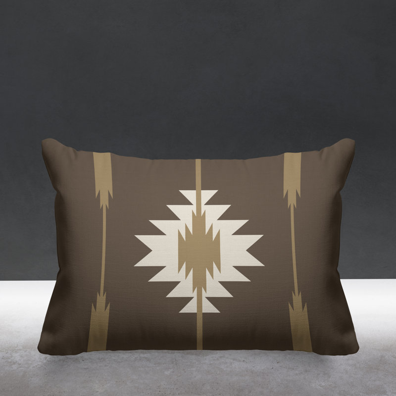 Coussin décoratif intérieur / extérieur Jolon Southwestern, 14 po x 20 po, Beige, Rectangulaire