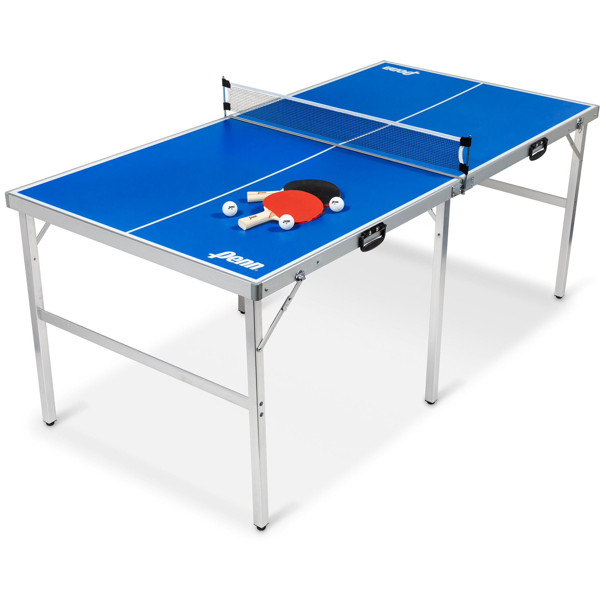  Jaxenor 4.5X2.5ft Mid-Size ping Pong Table Foldable, Portable Table  Tennis Table Set with Net and 2 Ping Pong Paddles for Adults/Teens,  Indoor/Outdoor Game, Blue : Sports & Outdoors