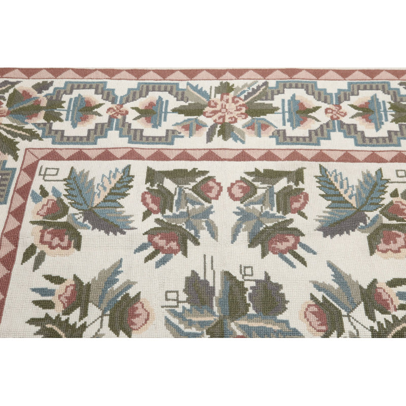 Tapis ivoire traditionnel en laine noué à la main 6 x 9