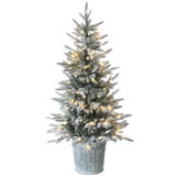 4.5 Ft. Snowy Alpine Fir Entrance Tree With LED Lights