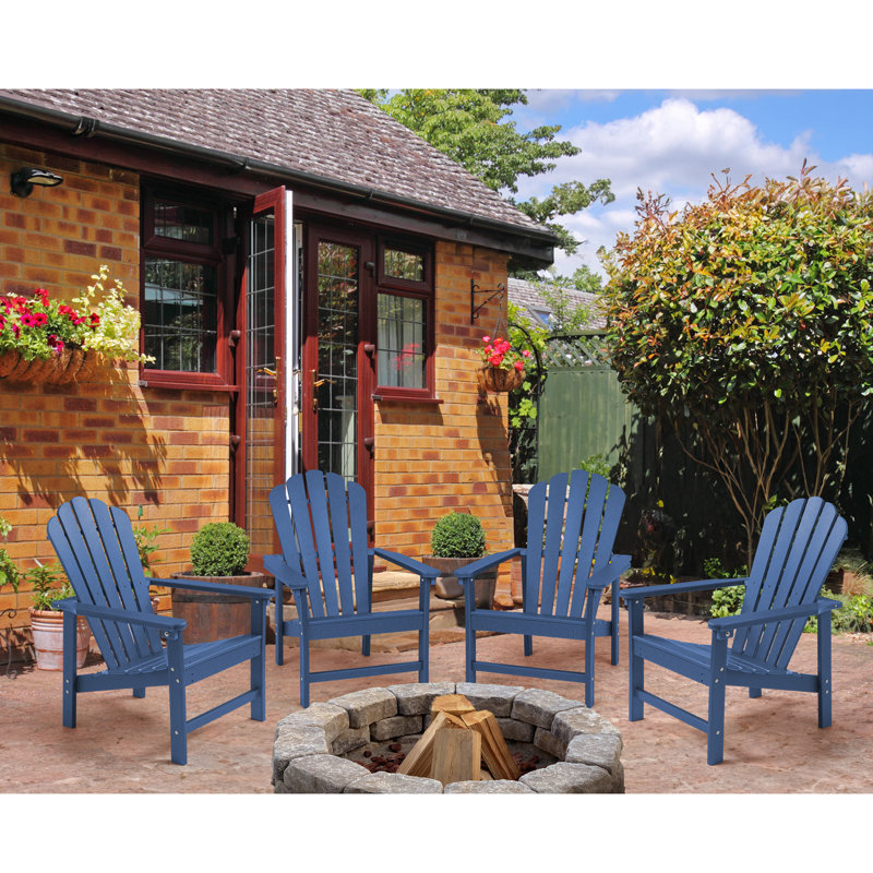 Chaise Adirondack empilable en PEHD Zawadi, Bleu, 4