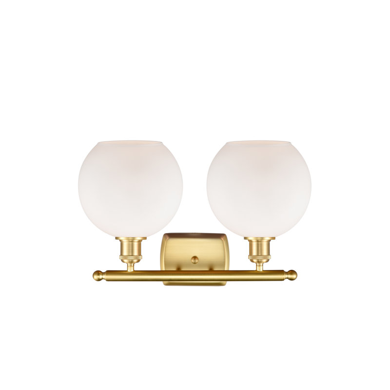 Almatine 2 - Light Vanity Light, Matte White, Satin Gold, Incandescent