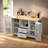 Kitchen Island  With Dropleaf Top, Towel Rack, Spice Rack, 2 Drawers And 2-door Cabinet