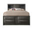 Ensemble de chambre pour grand lit, finition grise, lit avec tiroirs, ensemble de 4 pièces avec lit, 2 tables de chevet et commode-127337308-127337310