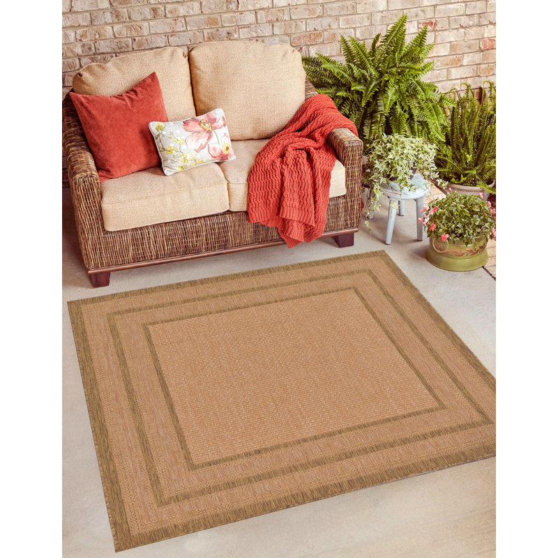 Tapis intérieur / extérieur brun clair Naples, Carré 6 pi 1 po