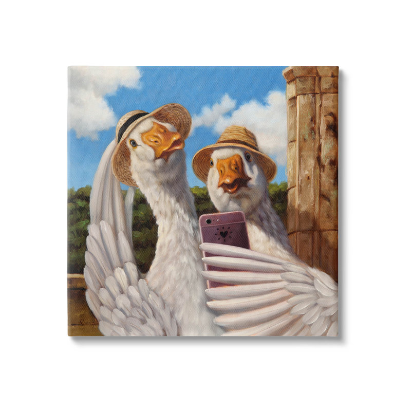 "Goose Friends", art mural sur toile par Lucia Heffernan, H 36 po x l 36 po x P 1,5 po