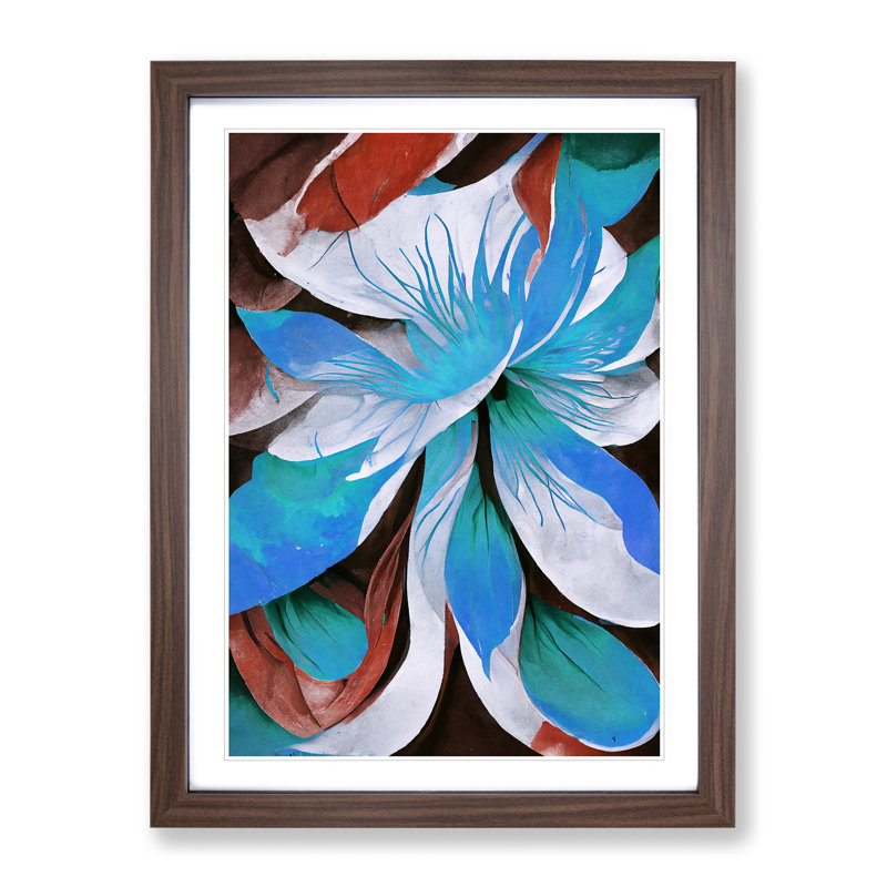 Abstract Flower No.5 - Framed Print, 34cm H x 25cm W x 2cm D, Walnut