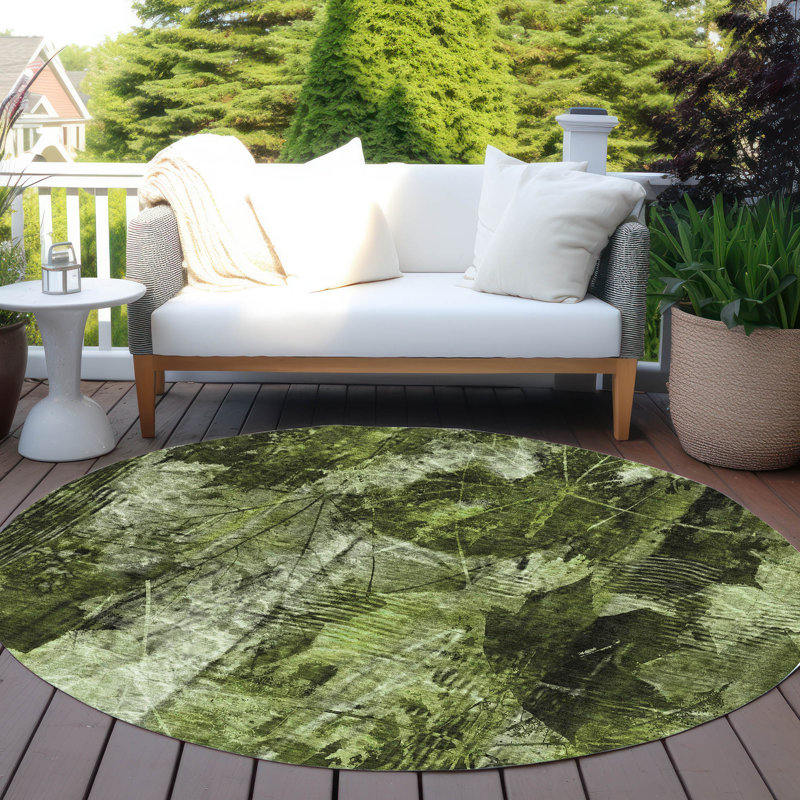 Cholet Washable Floral Indoor / Outdoor Rug, Round 8'