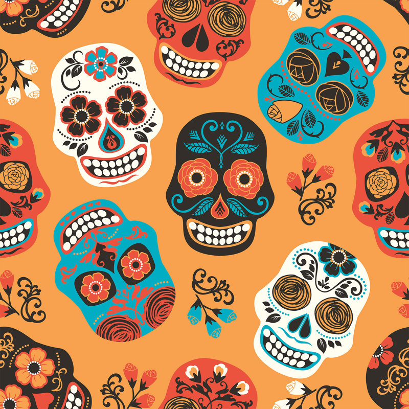 Panneau de papier peint amovible Sarazen Skulls, L 48 po x l 24 po