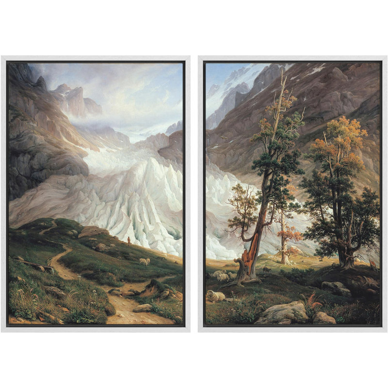 Rustic Countryside " Alpine Splendor and Verdant Mountainous Landscape " 2 Piece Art Print, White, 36" H x 48" W