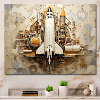 Navette spatiale rétro voyage cosmique