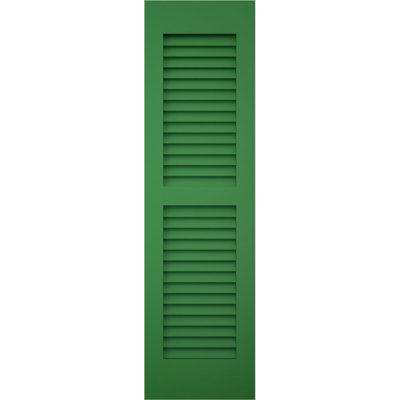 Volets extérieurs Americraft à deux persiennes égales en bois véritable (par paire), 30,5 cm (L) x 211 cm (H), avec capuchons de volets en aluminium, vert viridien