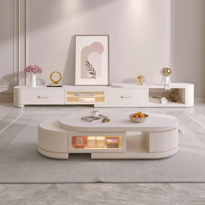 Table basse extensible crème