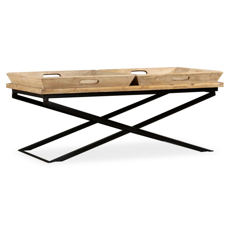 Akintunde Solid Wood Cross Legs Coffee Table