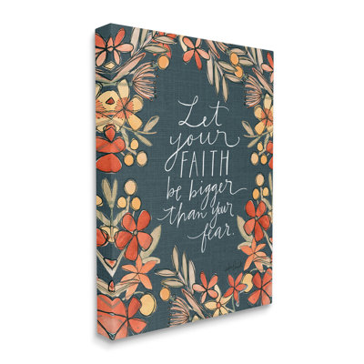 Art mural sur toile à motif floral, "Faith over fear"