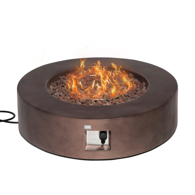 Table de foyer d'extérieur au propane en béton Borgia, Bronze foncé