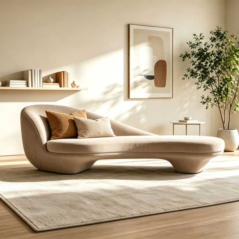 Chaise longue de loisir de style luxueux, Beige