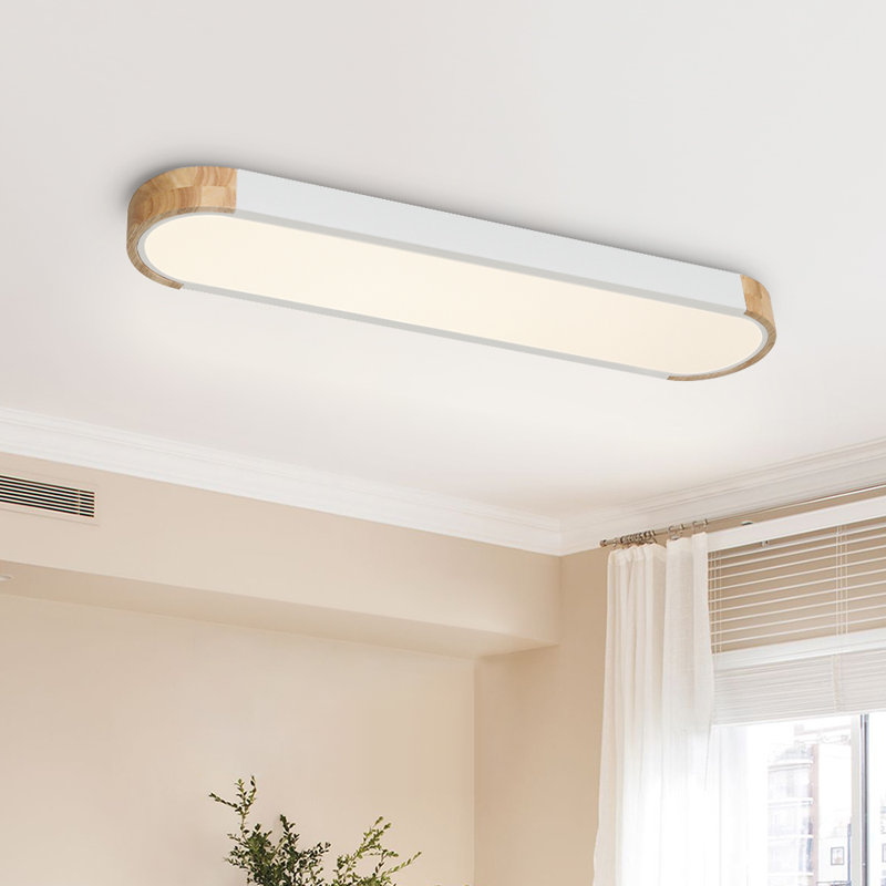 Nouria 37.4" W 1-Light LED Flush Mount, White/Natural, 3000K