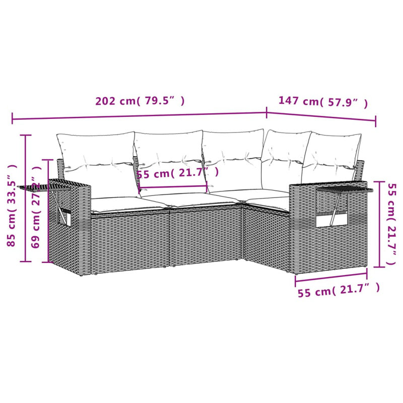 Ensemble de canapé de jardin en polyuréthane