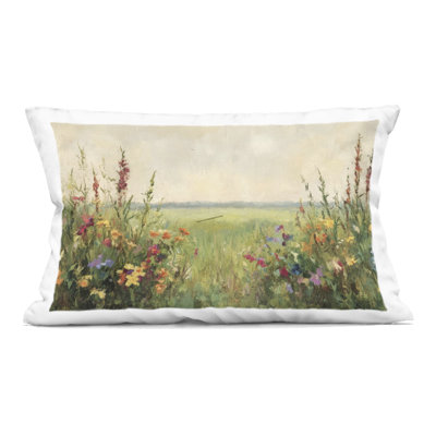 Coussin décoratif chaud "Warm Painted Meadow" par Petal Prints Design