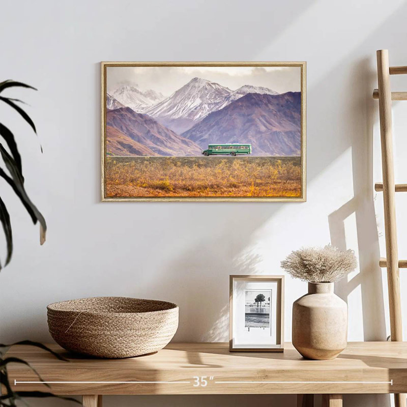 Denali Bus, 19" X 13", Floating Frame Natural Wood