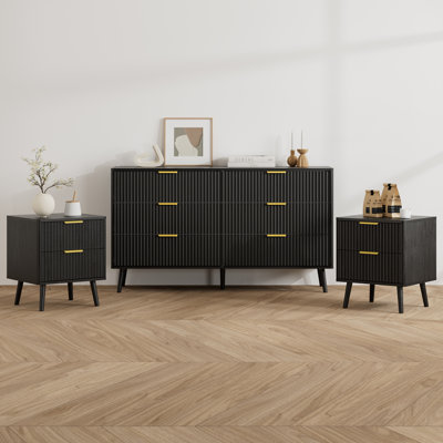 Ensemble de chambre à coucher 3 pièces (1 commode + 2 tables de chevet)