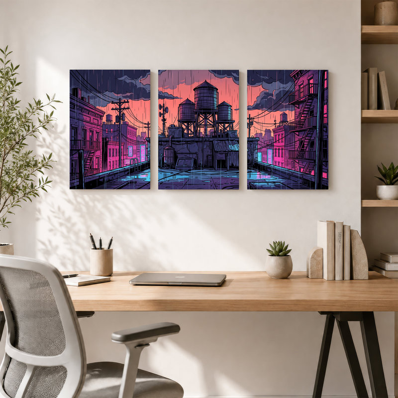 Ensemble d'art mural sur toile Rainy, H 24 po x l 16 po x 3 pièces
