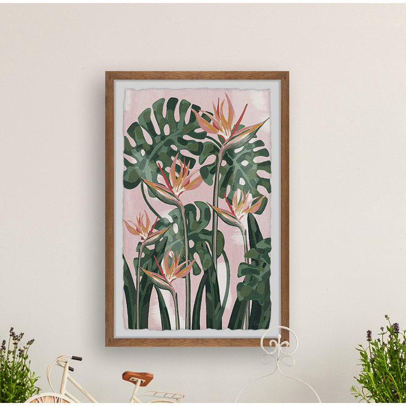 Crane-Like Flowers par Parvez Taj - Reproduction d'art sur papier encadrée, H 30 po x l 20 po x P 1,5 po